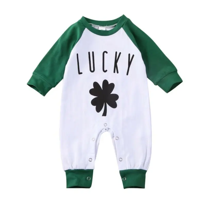Новинка 2020 года Детский комбинезон с надписью Lucky Clover Одежда для новорожденных