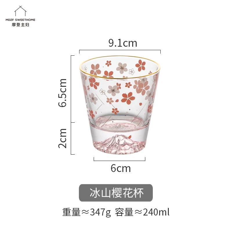 

Transparent Cute Glass Cup Water Home Beer Milk Beer Breakfast Cherry Blossom Glass Cup Office Verre Household Products DG50B