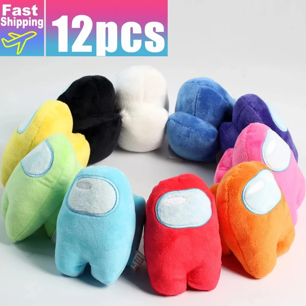 

12 Pcs 10cm Among Us Game Soft Plush Toy with Music Kawaii Stuffed Doll Christmas Gift Cute Red Small Among Us Plushie Xmas Gift