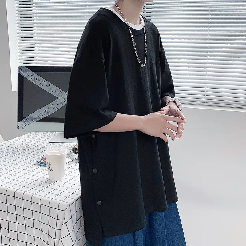 Мужская футболка с коротким рукавом черная или белая свободная Универсальная в