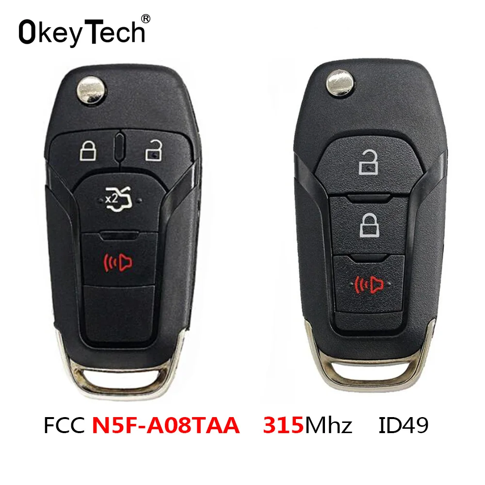 OkeyTech 3/4 кнопки флип дистанционного ключа Автозапуск Fob Hitag Pro для Ford Fusion 2013 2015 FCC
