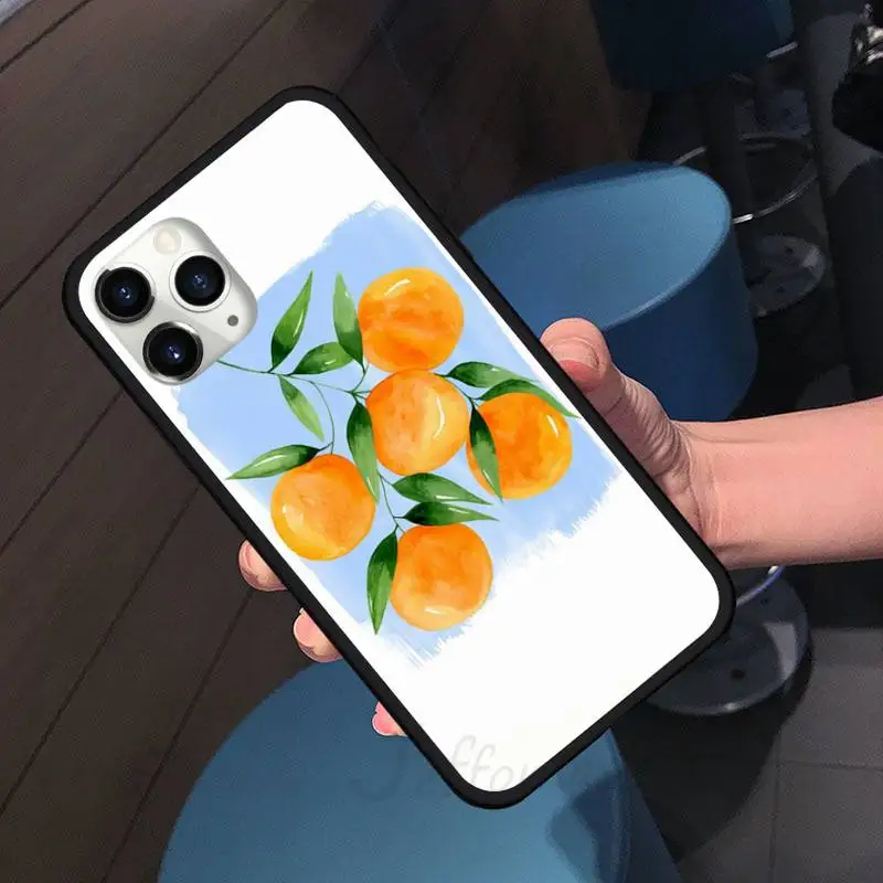 

Beautiful design fruit orange oil Phone Case for iPhone 11 12 pro XS MAX 8 7 6 6S Plus X 5S SE 2020 XR Soft silicone accessories