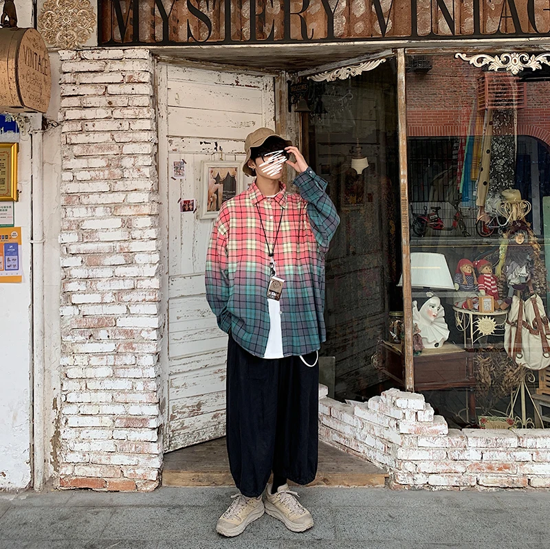 Рубашка DB60ST мужская с длинным рукавом модная повседневная в клетку хлопковая