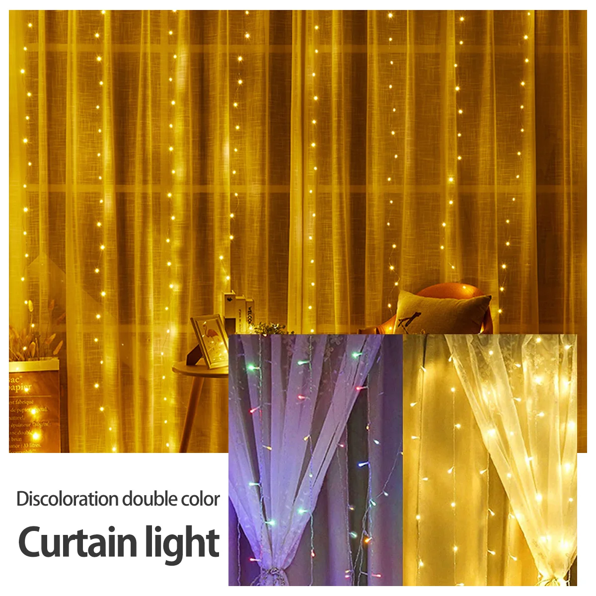 

3M Curtain Fairy Lights LED Light 8 Lighting Modes Remote Control Christmas Lamp Holiday Decoration For Home Bedroom Window