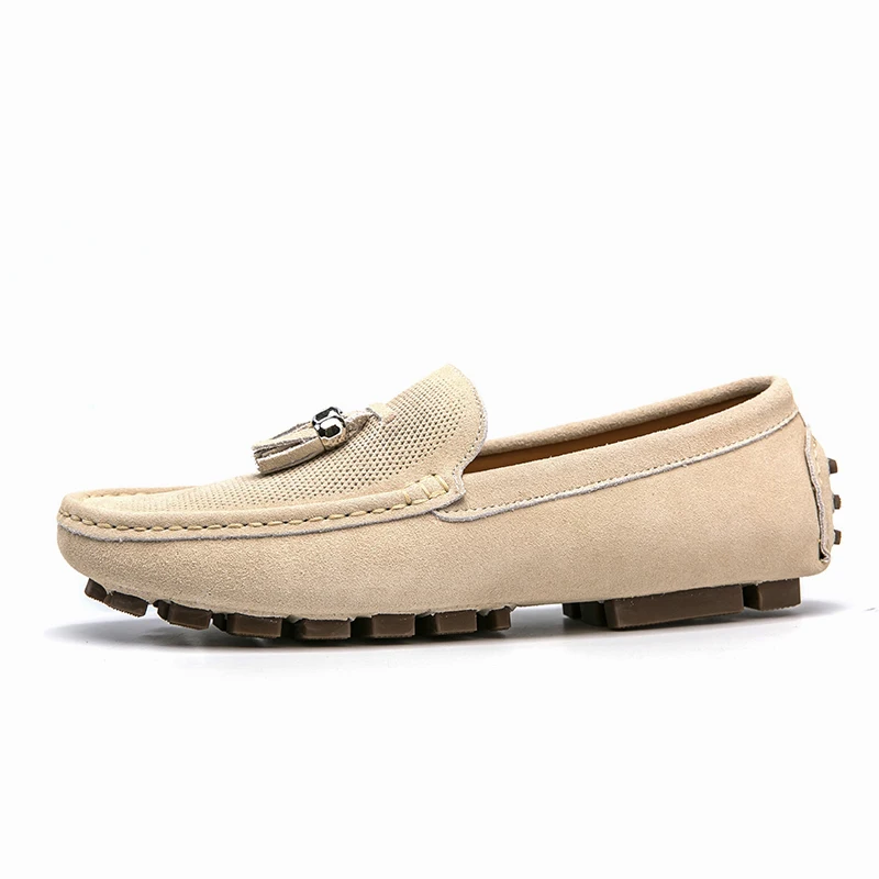 

Туфли мужские с бахромой, натуральная кожа, лоферы, без застежки, перфорация, Повседневная летняя обувь, без каблука, для вождения