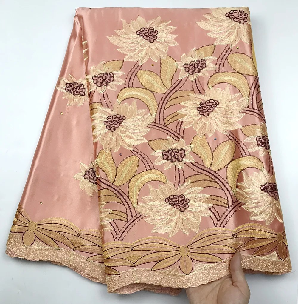 Африканская ткань высокого качества нигерийская кружевная George персиковая