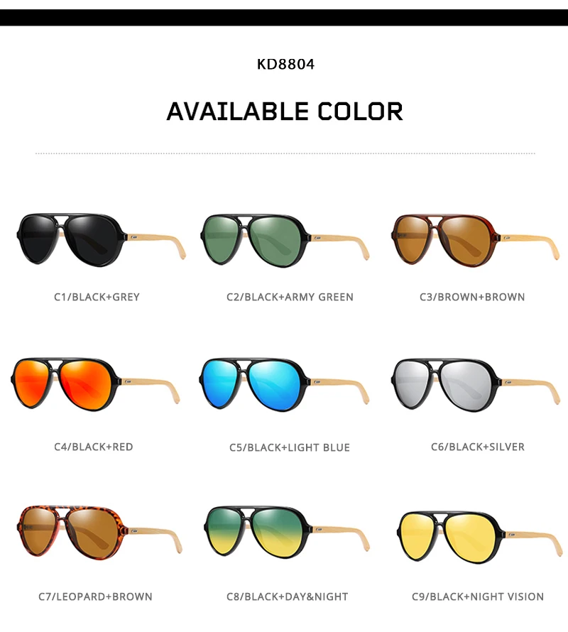 KDEAM пилот дизайн деревянные солнцезащитные очки поляризационные Открытый