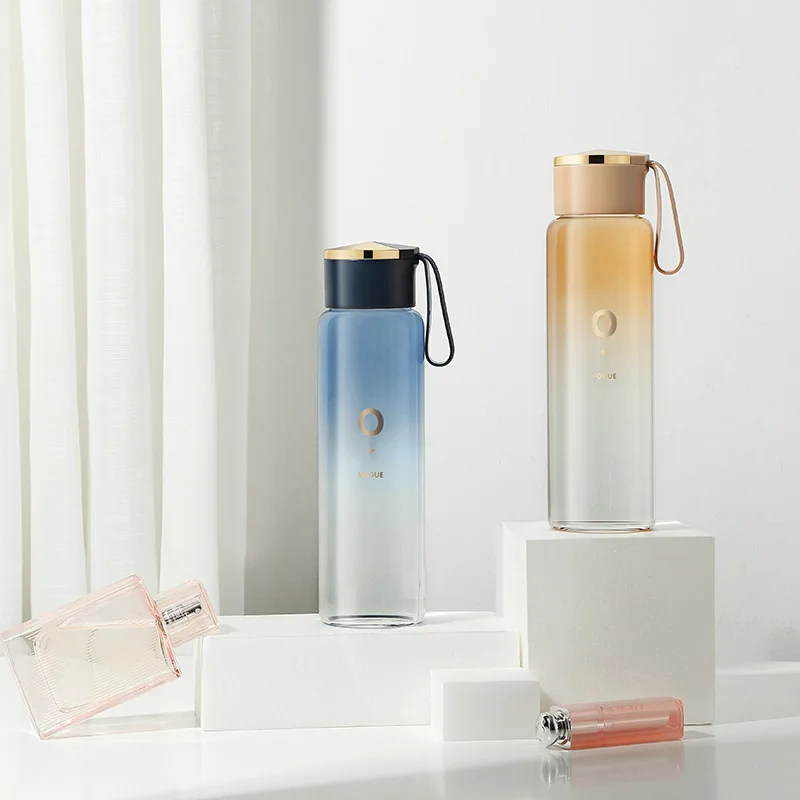 

400ML Glass Water Bottle Portable Juice Tea Drink Bottle Leakproof Travel Bottle Adults Office Water Bottles Drinkware Glass Cup