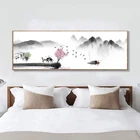 Абстрактная Картина на холсте с китайским ландшафтом дзен, ретро плакаты, принты, настенные картины с изображением гор для офиса, гостиной, домашний декор