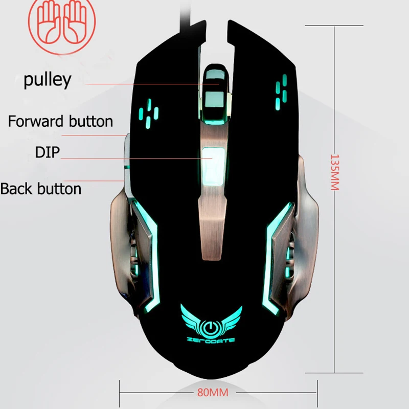 Фото Профессиональная игровая проводная мышь 8D 3200DPI, регулируемая Проводная оптическая светодиодная компьютерная мышь, USB-кабель, мышь для ноутбука, ПК №4