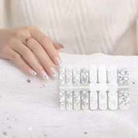 16tips1sheet nail art stickers uv gel polish nail wraps strips full cover colorful snowflake christmas decals sliders for nails