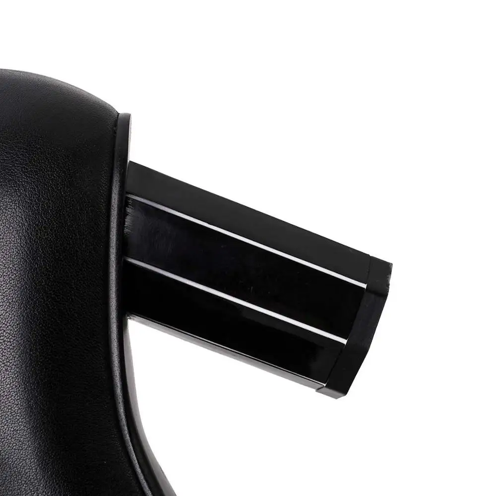

Lenkisen Chelsea boots genuine leather high street fashion pointed toe high round heel zipper office lady dress ankle boots L73