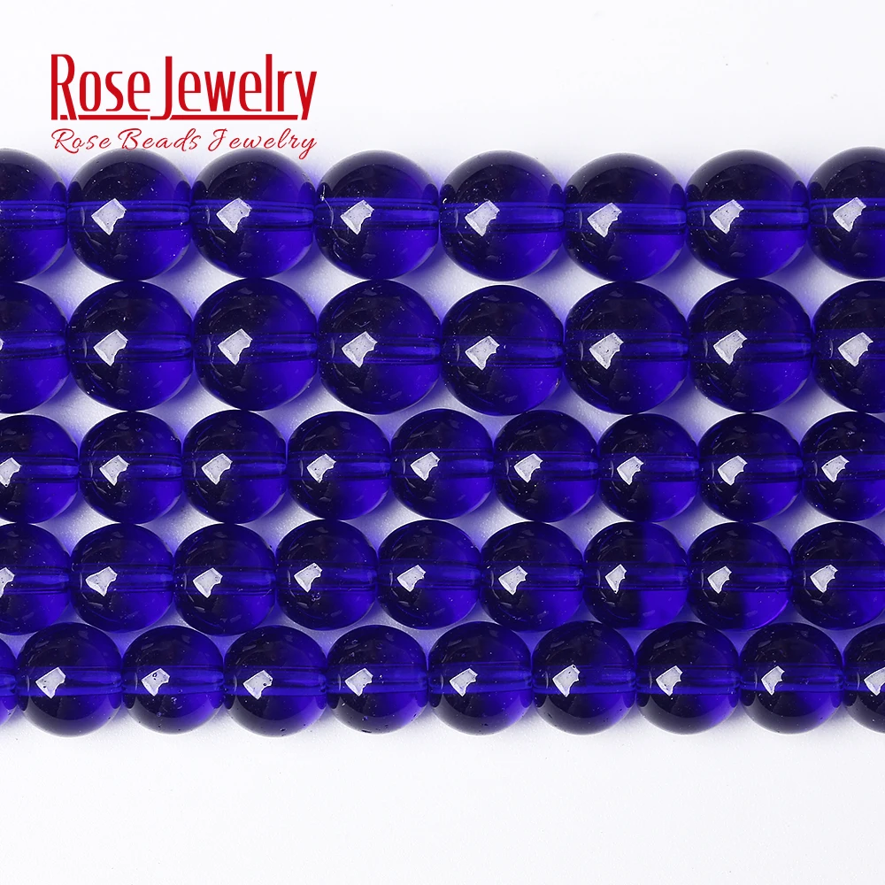 Бесплатная доставка гладкие синие стеклянные круглые бусины разделители для