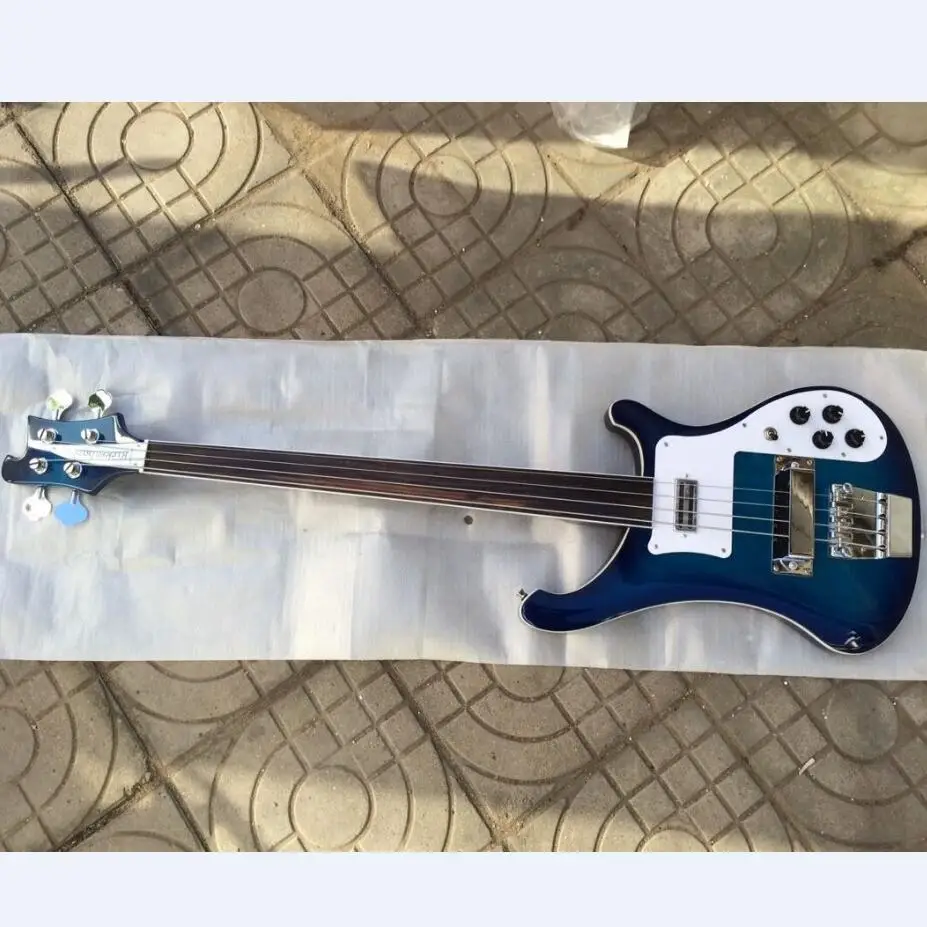Rickenback 4003 4 струны бас-гитара без фиксации прозрачная синяя отделка Ricken fireglo бас |