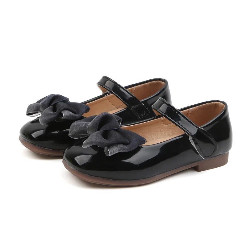SJ004Black Bekamille/детские сандалии для девочек; обувь принцессы; модная однотонная детская кожаная обувь с бантом для маленьких девочек; обувь для маленьких девочек - Цвет: SJ004Black