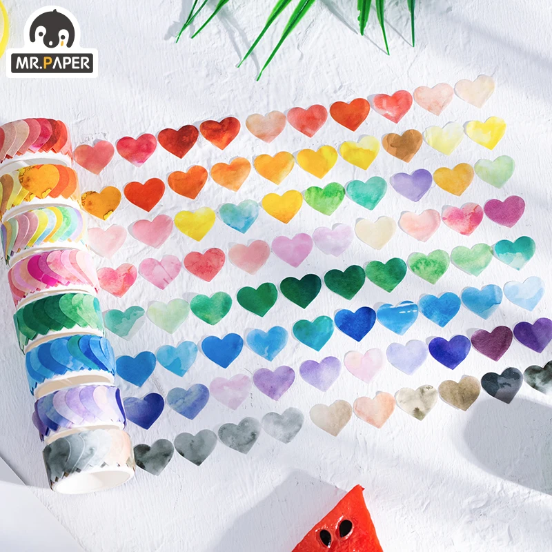 

Mr.Paper Rainbow Fruit Tea Series Washi Diary Writing Memory Paper Tape Decorative Gift Tag Ins Masking Tape Easy to Tear