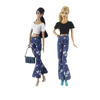 11 5 fashion butterfly jeans denim pants doll trousers for barbie clothes clothing bottoms 16 bjd dolls accessory kids diy toy