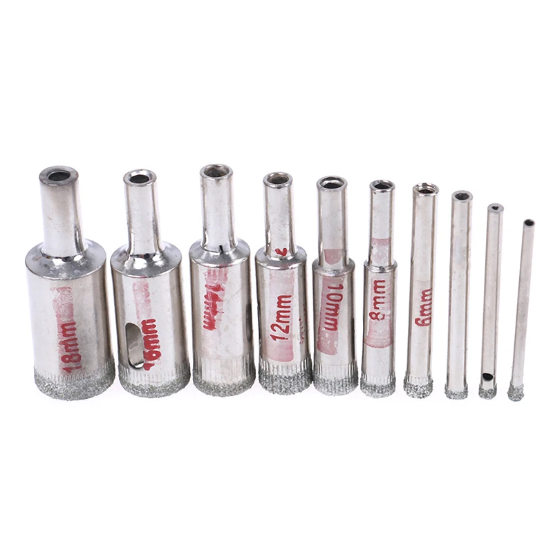 

10Pcs Diamond Coated Core Hole Saw Drill Bit Set Tools For Tiles Marble Glass Ceramic