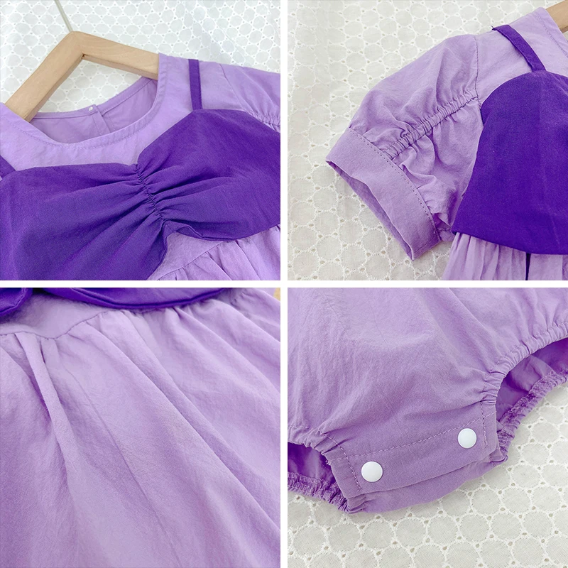 

Baby Girls Rompers 2021 Summer New Fashion Infant Kids Cotton Casual Bodysuit Short Sleeve Children Patchwork One-pieces