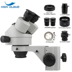 2021 Новинка 7X-45X 3.5X-90X многофокусный тринокулярный микроскоп зум стерео микроскоп головка + 0.5x Вспомогательный объектив + фокусировочная стойка