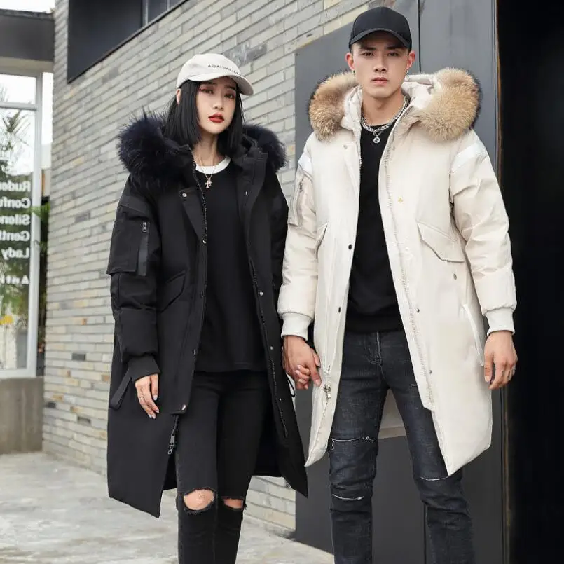 

-40 Degree Winter Jacket Men Parkas White Duck Down Keep Warm Thicken Coat Men X-Long Fashion Hooded Fur Collar Windbreaker Men