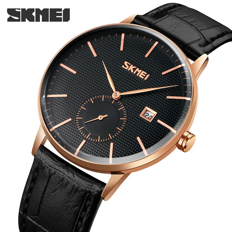 

SKMEI Casual Quartz Mens Wristwatch Top Brand Luxury PU Leather Strap Waterproof Date Watches Clock relogio masculino 9273