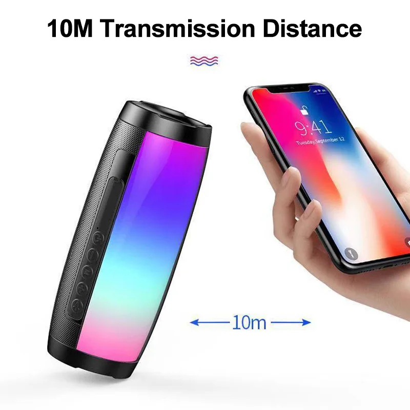 Портативный Bluetooth динамик светодиодный беспроводной динамик s 10 Вт 3D стерео музыка объемный сабвуфер Поддержка FM TF карта внешний динамик