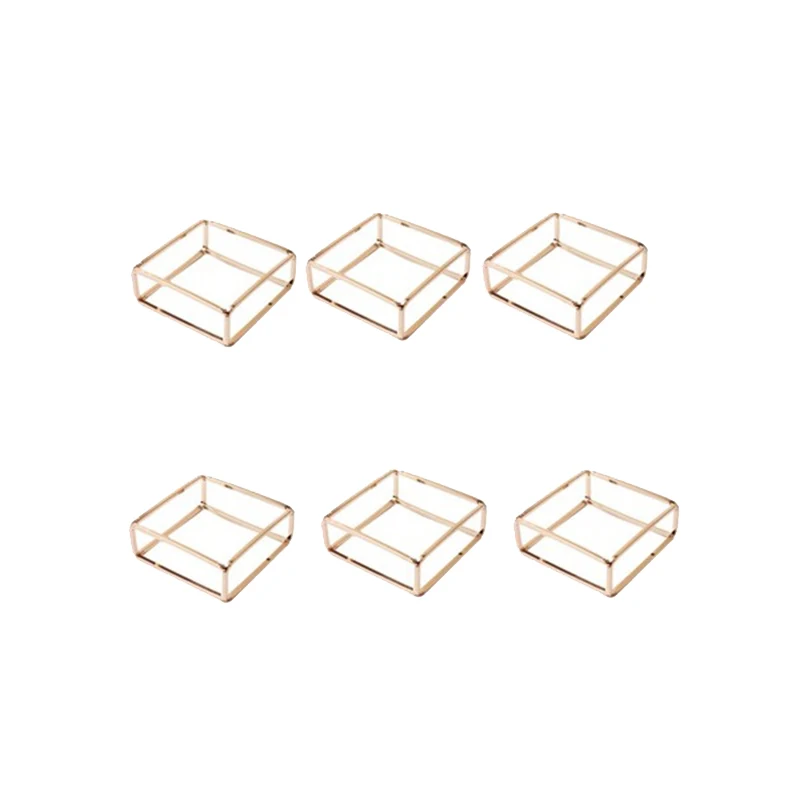 

6 шт., полые Квадратные Кольца для салфеток, Золотая Пряжка для салфеток, украшение для свадебного стола в отеле, кольцо для салфеток