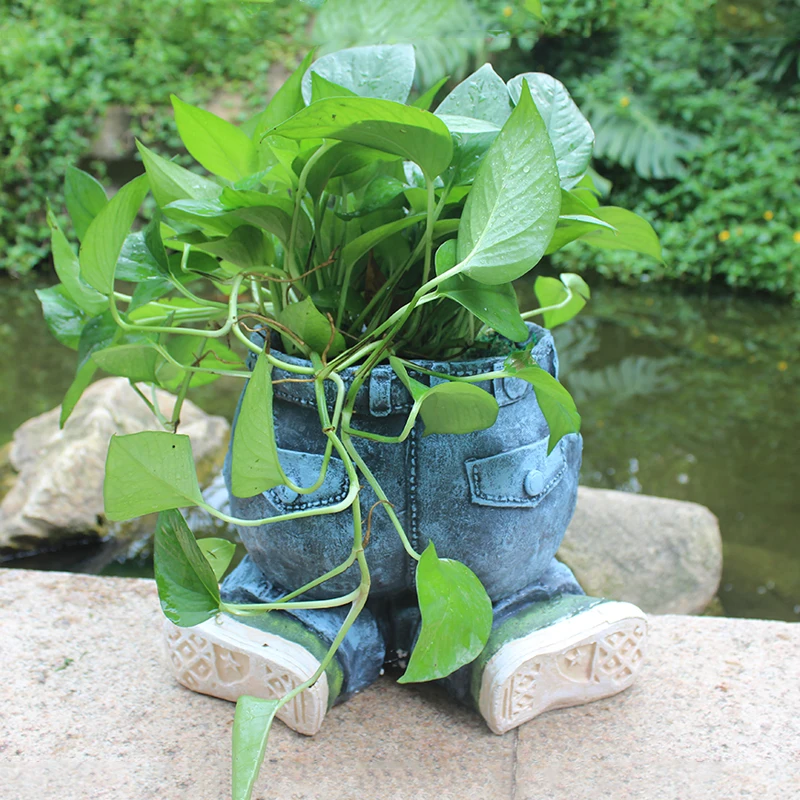

Creative Flower Pot Personality Retro Cowboy Succulents Floral Organ Decor Jeans Art Pot Vase Home Garden Outdoor Decor R2988