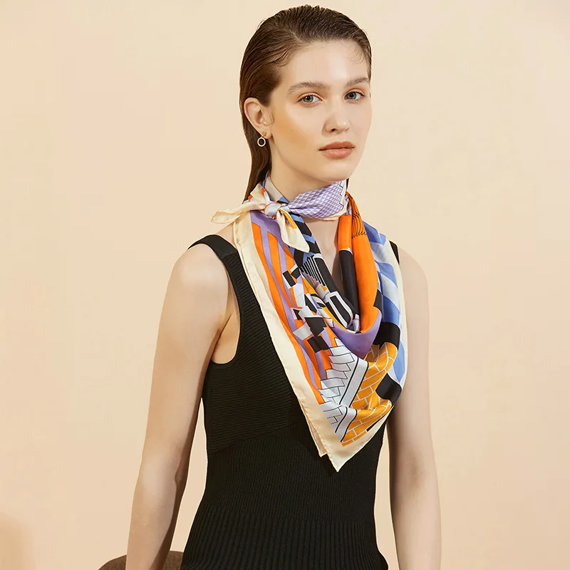 Шарф с геометрическим принтом в европейском и американском стиле большой