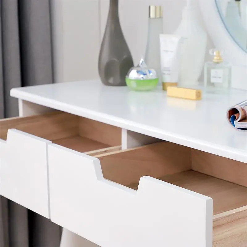 Простой настольного комода Зеркальный туалетный столик и стул набор туалетного