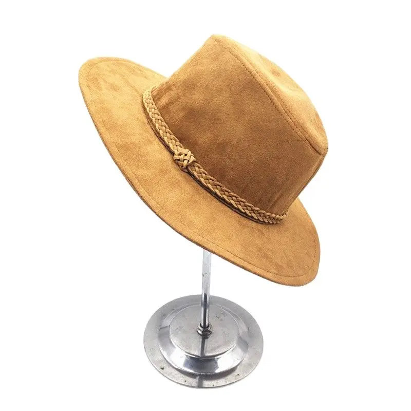 Новый женский сплошной фетровая шляпка шерстяная шляпа на зиму осень замшевая