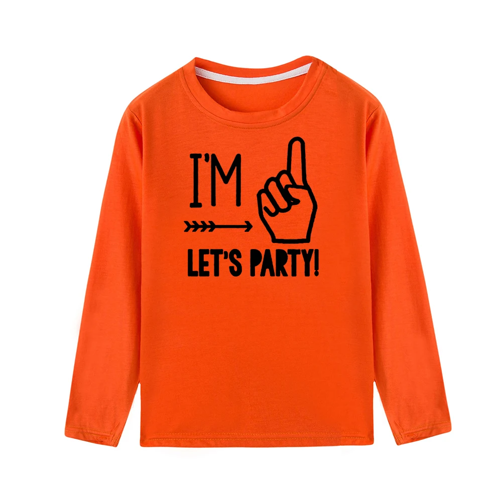 Вечерние футболки для детей с надписью «I'm One Let's» футболка для маленьких мальчиков и девочек на первый день рождения забавные детские повседневные футболки с длинными рукавами