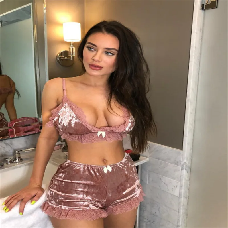 2 шт. Женский бархатный кружевной сексуальный комплект нижнего белья супер