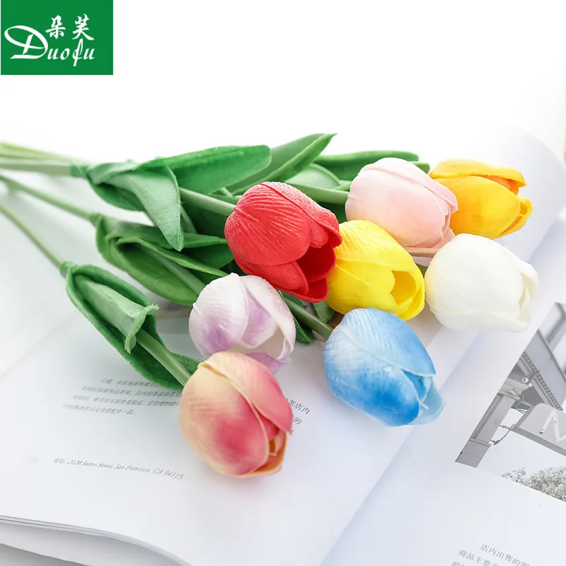 Тюльпан цветы искусственные День Святого Валентина веточки Свадебные Белый