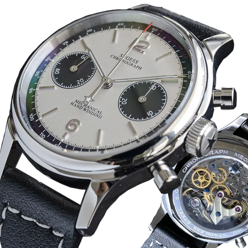 Мужские механические часы пилот SUGESS хронограф с подсветкой гусиная шея и Чайка