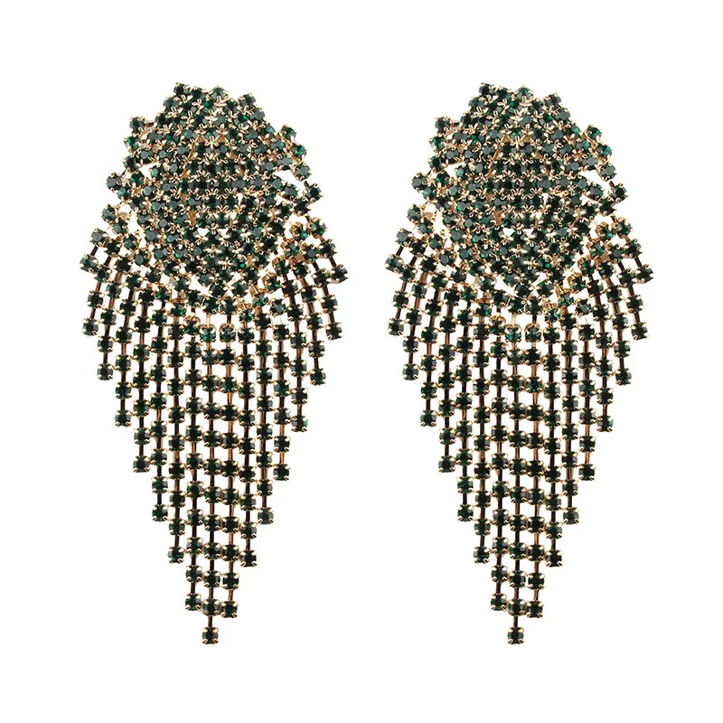 

Shiny Rhinestone Long Tassel for Women Hyperbole Full Crystal Party Fashion Jewelry Gifts