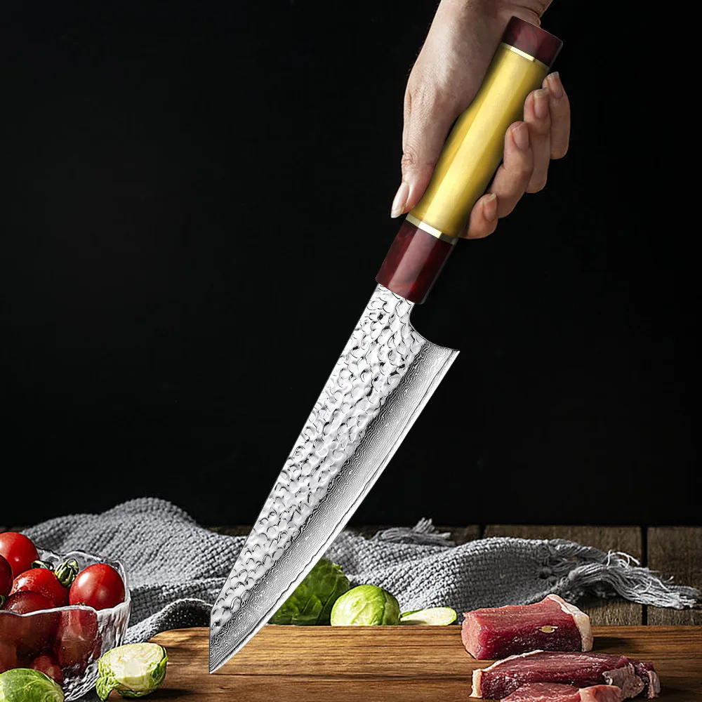Нож шеф-повара vg10 из дамасской стали японский кухонный прибор 8 дюймов лезвие