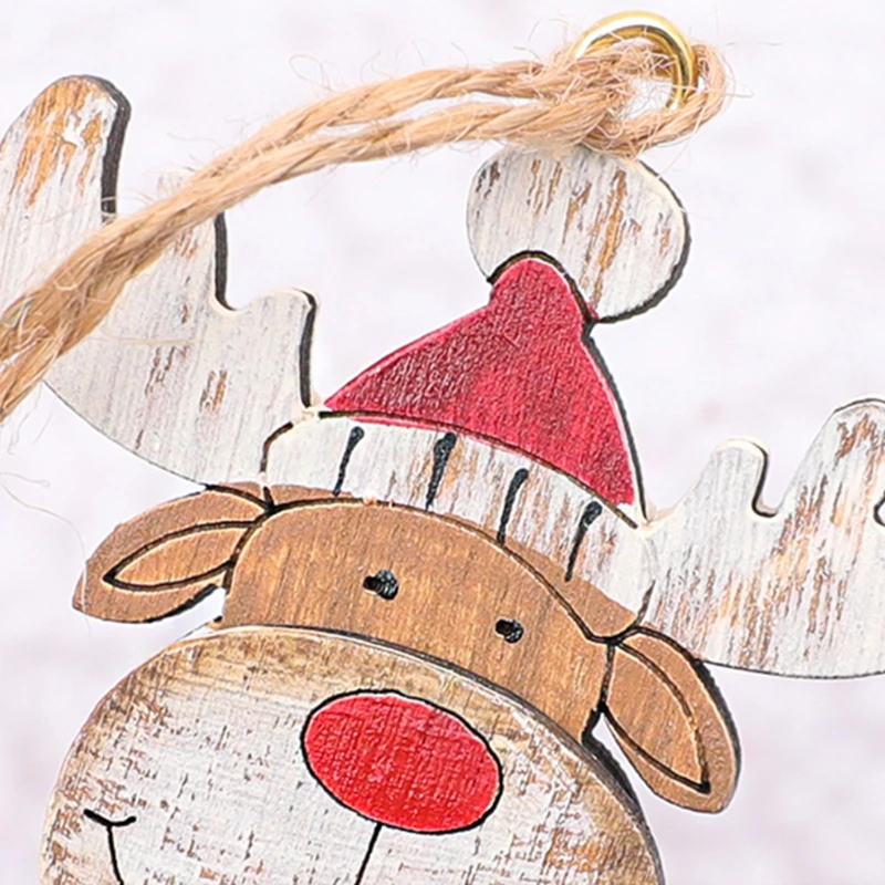 

Wooden Hanging Christmas Tree Elk Pendant Ornament New Year Xmas Party Holiday Home Decorations