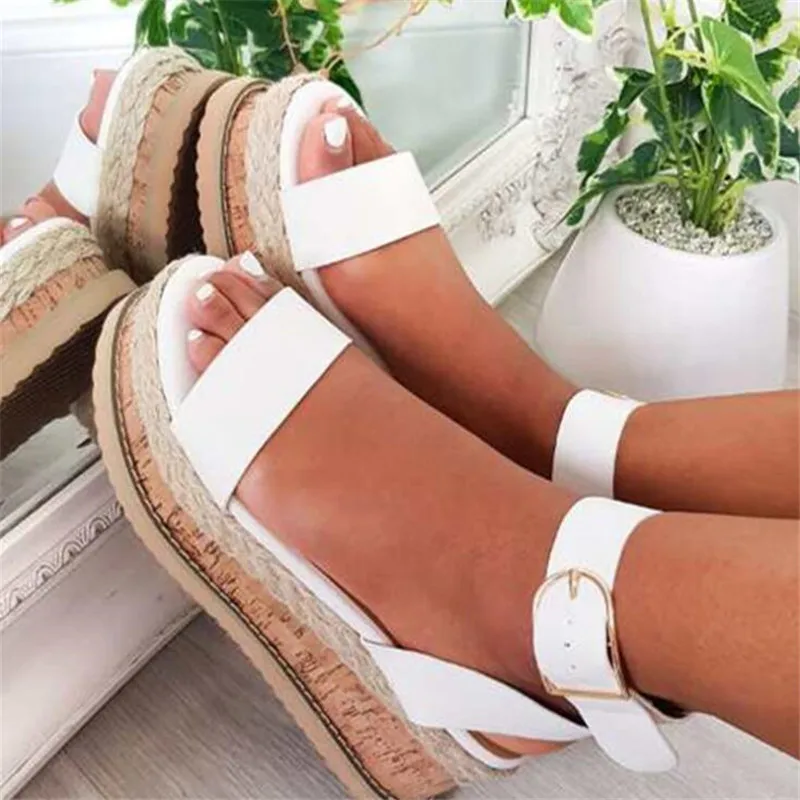 

2021 Women Sandals Summer New Wedge Shoes Buckle Fashion Casual Lace Up Women Shoes Beach Ladies Sandals Sandalias De Mujer