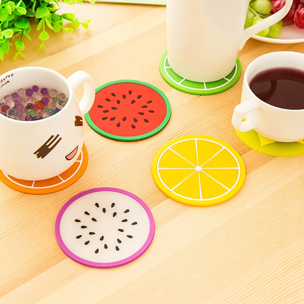 

1Pcs Slip Insulation Silicone Cup Pad Cup Mat Pad Coaster Fruit Shape Hot Drink Holder Hot Water Bottle Mats Eco-friendly