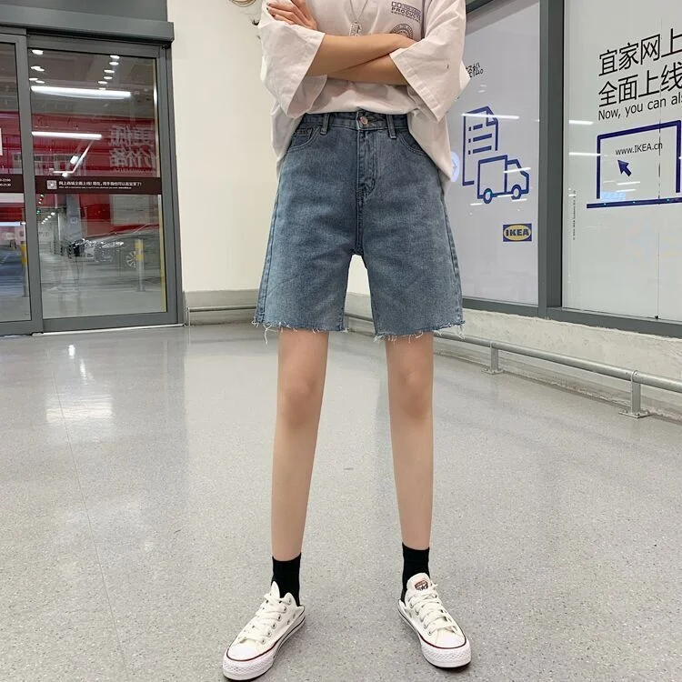 

Pants for Women 2021 New Summer Ins Harajuku Style Loose Slimming Student Straight Casual Pants Denim Shorts Fashion
