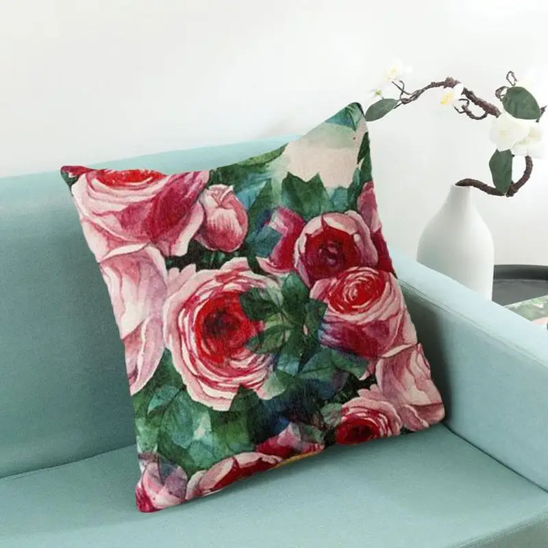 Linen Rose American Country Style Pillowcase Cushion Throw Pillow Lumbar Office Backrest J8P6 | Дом и сад