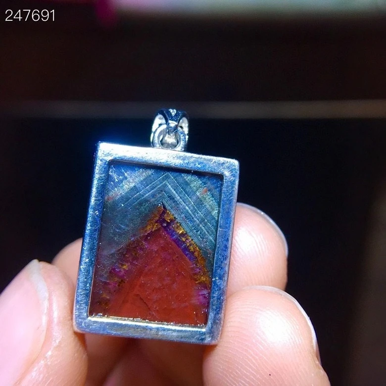 

Genuine Natural Cacoxenite Auralite 23 Rectangle Pendant 17/12.9/7.1mm Purple Red Women Men Canada Crystal Jewelry AAAAA