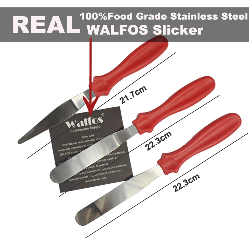 

Walfos Diy Cream Cake Spread Decoration Scraper Pastry Angled Blade Spatula Wedding Valentine Baking 3 Pcs/Set