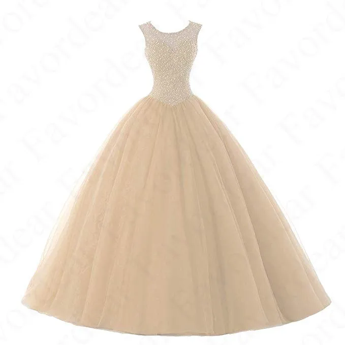 Favordear Vestido De 15 Anos бордовый Изумрудный зеленый красный золотой бисер Пышное Платье бальные платья сладкий 16 нарядное платье с открытой спиной Платья - Цвет: BLF-5-champagne
