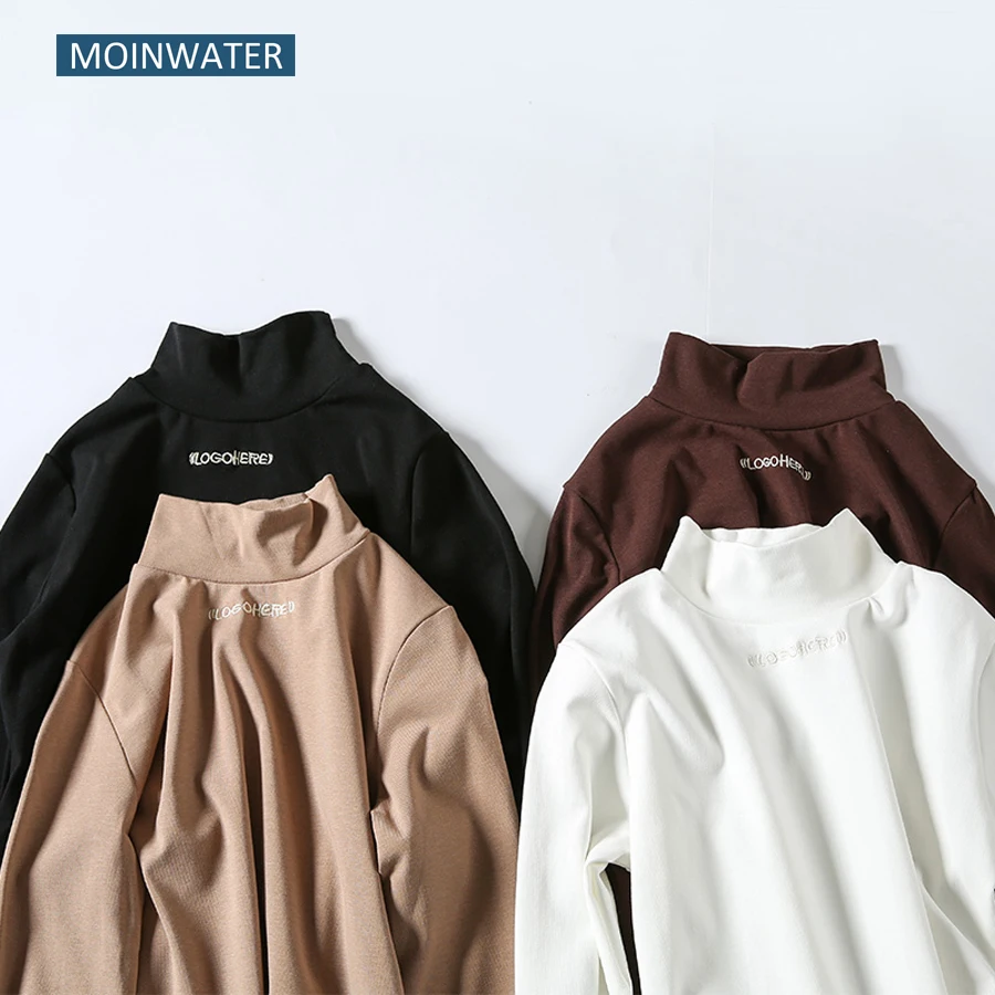 Женская эластичная футболка MOINWATER черная Базовая рубашка с длинным рукавом
