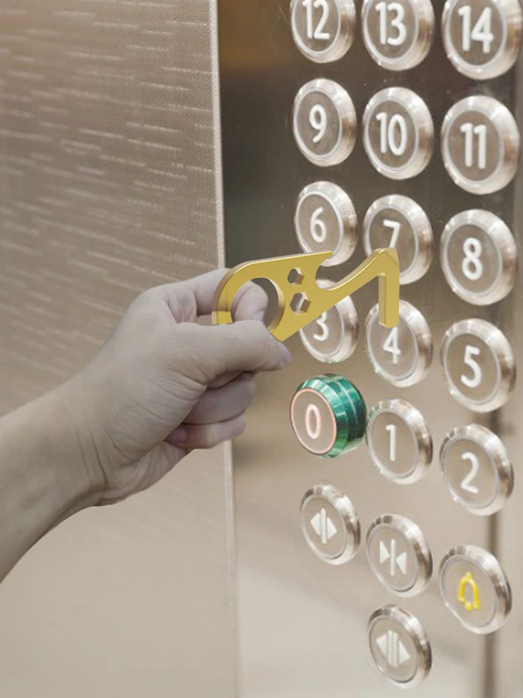 

1 шт., для повседневного использования, двери открывалка брелок латунь Безопасность защиты бесконтактных открывания двери Пресс инструмент...