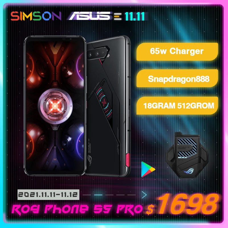 

Origina ASUS ROG Phone 5s Pro Global Version Snapdragon888 18GB RAM 512GB ROM NFC 6000mAh 65W Support OTA smartphone ROG5S PRO