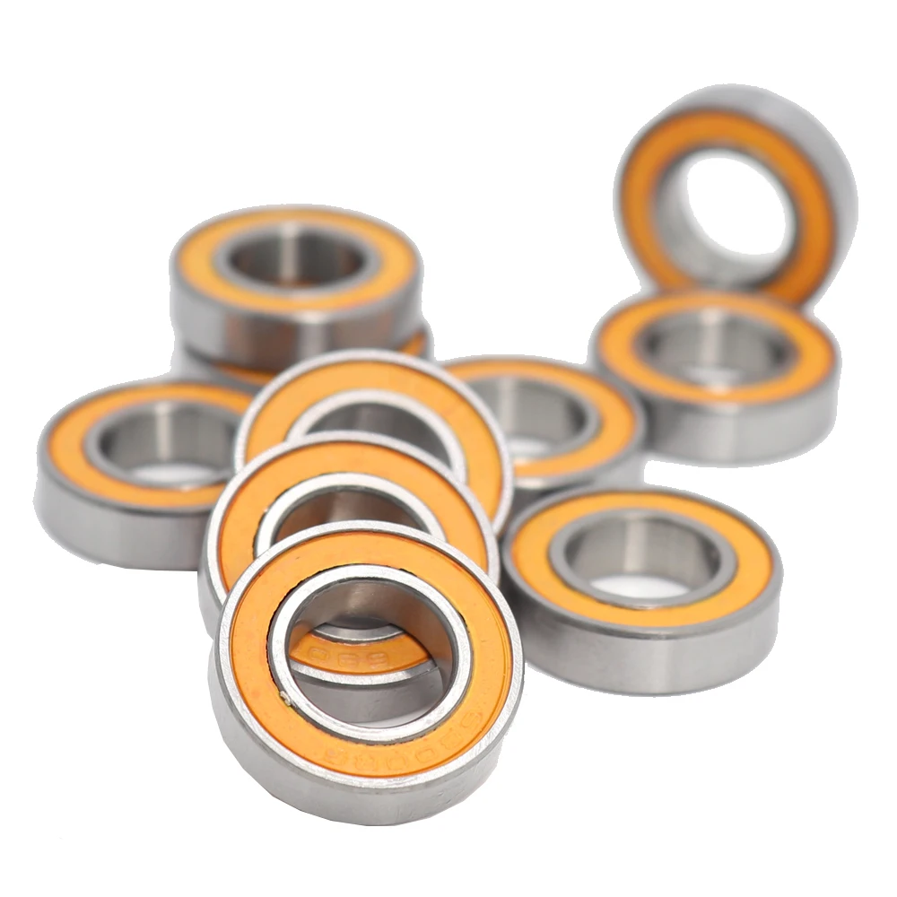 6800-2RS Bearing ABEC-3 (10PCS) 10*19*5 mm Thin Section 6800-2RS Ball Bearings 61800 RS 6800 2RS With Orange Sealed L-1910DD